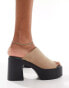 Truffle Collection chunky heel mules in mocha