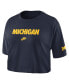 Women's Navy Michigan Wolverines Wordmark Cropped T-shirt