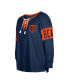 Women's Navy Chicago Bears Plus Size Lace-Up Notch Neck Long Sleeve T-shirt