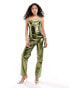 Amy Lynn Lupe bardot top in khaki chrome co-ord