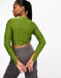 Wednesday's Girl rib detail asymmetric top in moss green