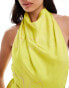 ASOS DESIGN satin cowl neck midaxi dress with tie waist in lime oversized floral print