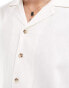 ADPT oversized linen mix revere collar in white