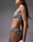 Topshop mix and match rib scoop cami bikini top in khaki