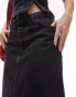 Topshop denim low slung maxi skirt in washed black