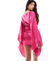 Aria Cove satin kimono sleeve cut out tie front mini dress in pink