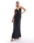 Bardot satin maxi dress in black polka dot