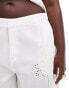 ASOS DESIGN Curve premium bermuda short with cutwork broderie in white