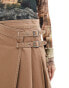 ASOS DESIGN denim kilt in caramel wash