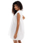 COLLUSION jersey woven mix smock dress in white