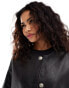 Lioness leather look collarless bomber jacket in black