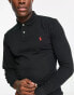 Polo Ralph Lauren slim fit long sleeve polo in black with player logo