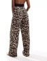 Vila pull on wide leg trousers in leopard print