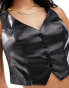 Missyempire leather look cropped waistcoat in black