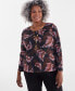 Plus Size Printed Scoop-Neck Long-Sleeve Top, Created for Macy's