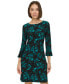 Women's Ruffled-Cuff 3/4-Sleeve Dress