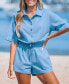 Women's Collared Waist Tie Romper