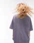 Topshop premium basic acid wash longline crew neck tee in blue