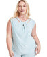 Plus Size Twist-Neck Sleeveless Blouse