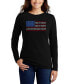 Women's Land of the Free American Flag Word Art Long Sleeve T-shirt