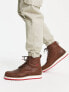 Levi's Jax Lux leather lace up boot with red tab in brown