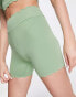 South Beach polyester legging shorts with scallop edge in olive