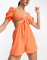 ASOS DESIGN cut out waist beach playsuit in orange