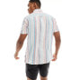 Ben Sherman short sleeve multicolour stripe shirt in blue