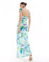 ASOS DESIGN satin drape twist strap maxi dress in bold floral print