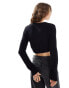 & Other Stories cropped knitted ribbed cardigan with button front in black