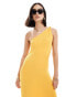 Vero Moda one shoulder ribbed jersey maxi dress in golden orange