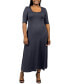 Plus Size Elbow Length Sleeve Maxi Dress