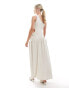 4th & Reckless Petite exclusive one shoulder dropped hem cut out maxi dress in cream