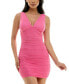 Juniors' V-Neck Studded Ruched Bodycon Dress