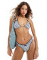 Motel veroly bow floral stripe high leg bikini bottom in blue