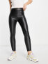 JDY leather look leggings in black