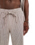 South Beach linen stripe beach trouser in brown and white