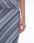 Topshop georgette 90s length skirt in blue diagonal stripe co-ord