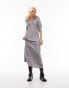 Topshop plisse collared midi column dress in grey