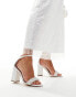 London Rebel Polly wide fit embellished block heel in ivory