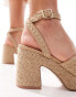 ASOS DESIGN Henderson cross strap mid heeled platform sandals in natural fabrication