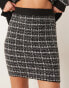 Vila knitted mini skirt co-ord in black boucle check