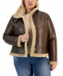 Juniors' Plus Size Faux-Shearling Long-Sleeve Coat, Created for Macy's