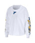 Women's White St. Louis Blues Celebration Cropped Long Sleeve T-shirt