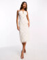 Starlet exclusive ruched cup embellished midi dress in ivory