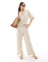 ONLY linen mix oversized shirt co-ord in beige