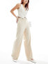 Mango slouchy straight leg tailored trouser in beige