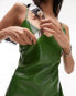 Topshop faux leather vinyl mini slip dress in green