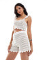 ASOS DESIGN crochet shorts in neutral stripe co-ord