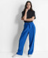 Women's Twill Tie-Front Pleated Wide-Leg Pants